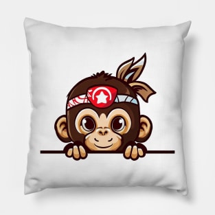 Sneaky japanese Monkey so cute Pillow