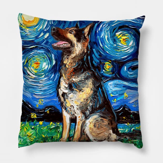 German Shepherd Night 2 Pillow by sagittariusgallery