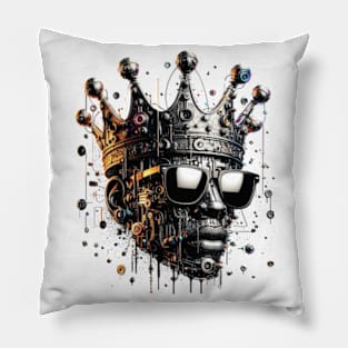 Surreal interpretation of Basquiat's iconic crown motif, with dreamlike lighting effects Pillow