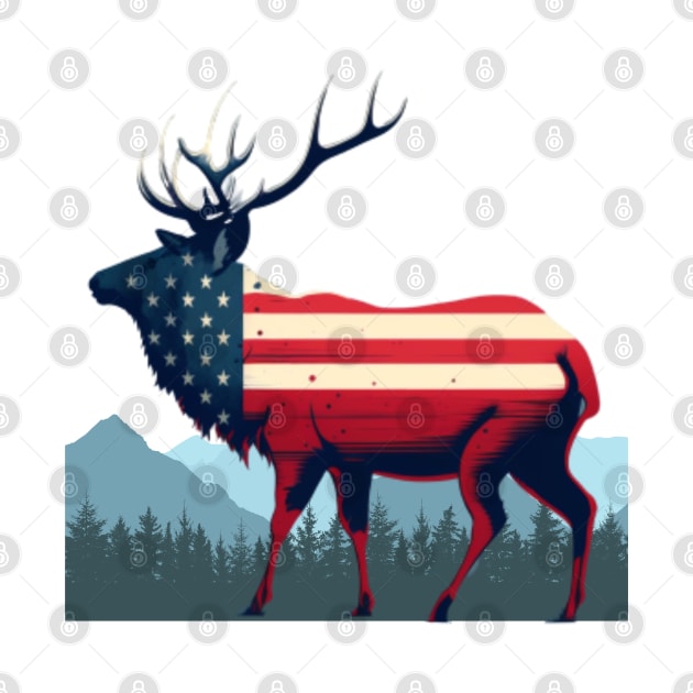 wapiti, american flag, mountain, forest, Colorado by ThatSimply!