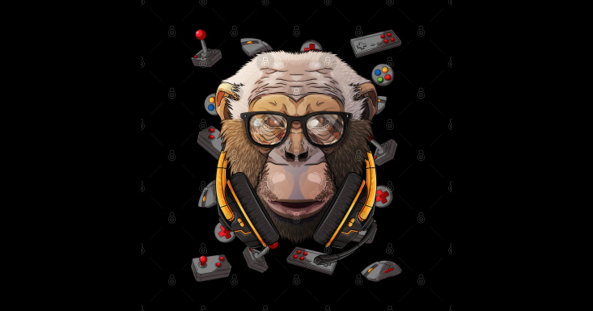 Gamer Chimpanzee Gaming Animal Video Game Player Boys Kids - Gamer ...