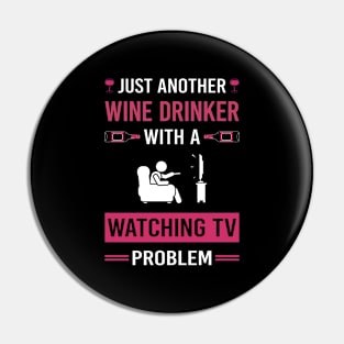 Wine Drinker Watching TV Pin