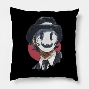 High rise invasion Mr Sniper mask in a watercolor art design Pillow