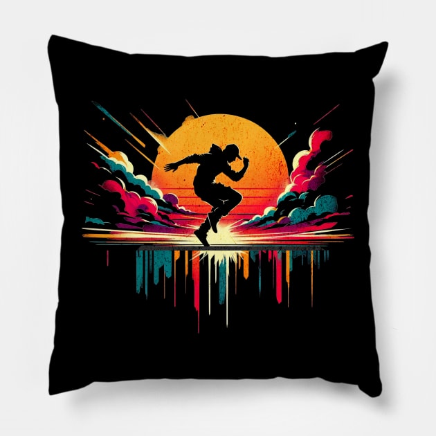 Parcour Dance Graffiti Design Pillow by Miami Neon Designs