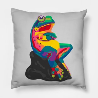 Funny Rainbow Frog Pillow