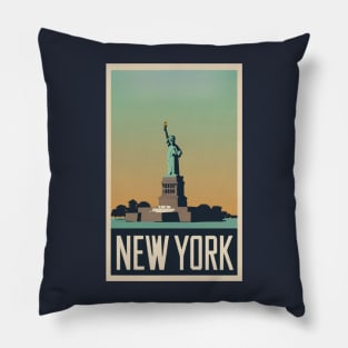 A Vintage Travel Art of New York - US Pillow