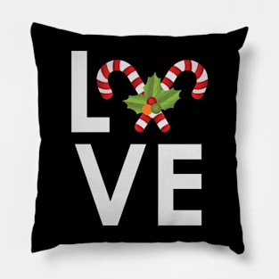 I love Christmas Candy Cane Ornament Pillow