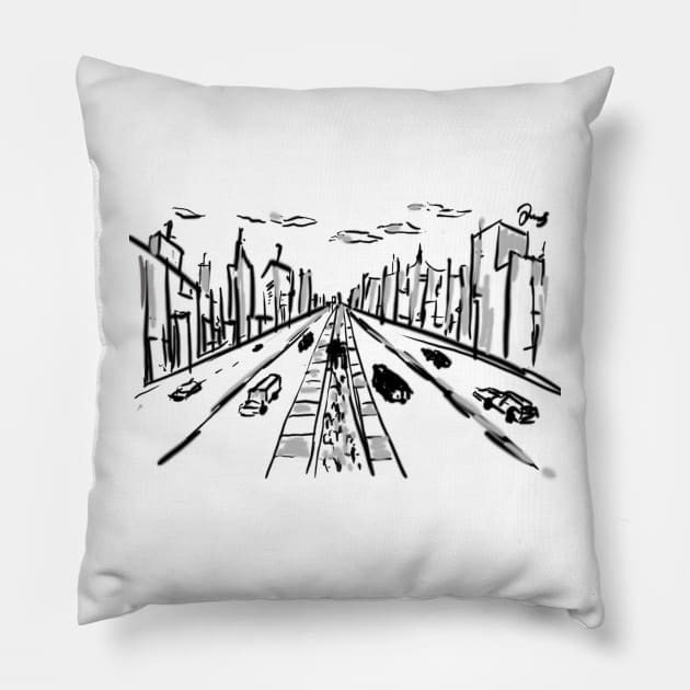 From the City to the edge Pillow by resketsa