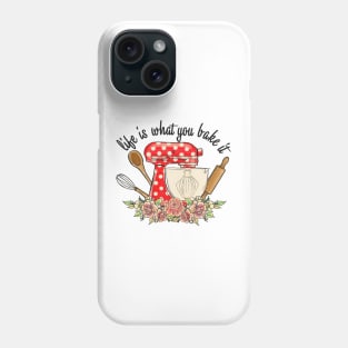 life is what you bake it vintage kitchen art Phone Case