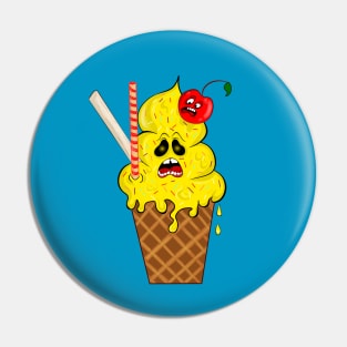 Ice cream monster with cherry Pin