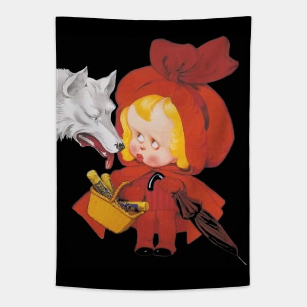 Vintage Red Riding Hood & Big Bad Wolf Tapestry by VintageArtwork