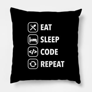 Eat sleep code repeat Pillow