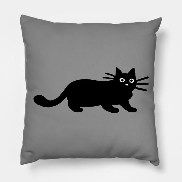 Sneaky Black Cat Pillow by Coffee Squirrel