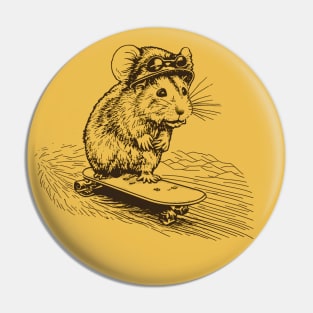 skateboarding hamster retro colors, funny hamster lover gift Pin