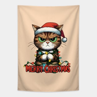 Whiskers Wonderland: Festive Feline Cartoons for Purr-fect Holiday Cheer! Tapestry