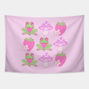 Frog In Love Mushroom Happy Valentines Day Tapestry