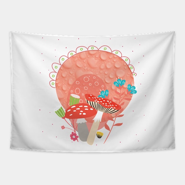 Colorful mushrooms Tapestry by ZiadMeras