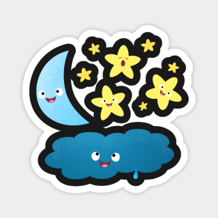 Cute singing stars, moon and cloud cartoon Magnet