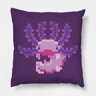 Purple Pixel Axolotl - Cute Retro Animal Design Pillow