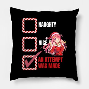 Naughty or Nice Christmas Girl Pillow