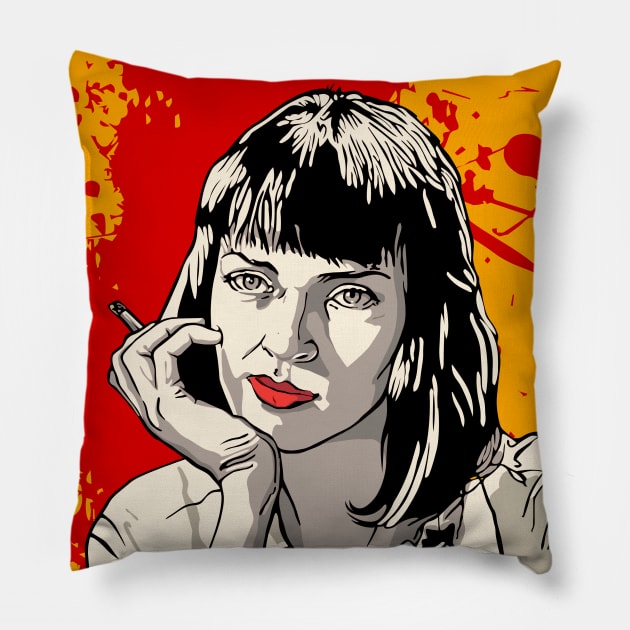 Uma Thurman pulp fiction Pillow by VizRad