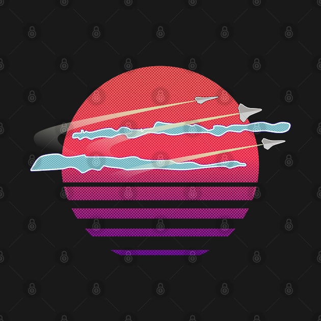 Retrowave Alien Sun by 9bitshirts