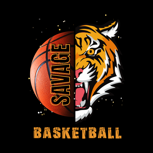 Funny Basketball Tiger Art Design by mieeewoArt