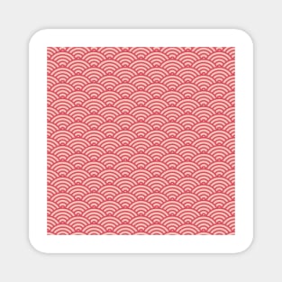 Japanese Fish Scales / Waves Mask Design - Red Version Magnet