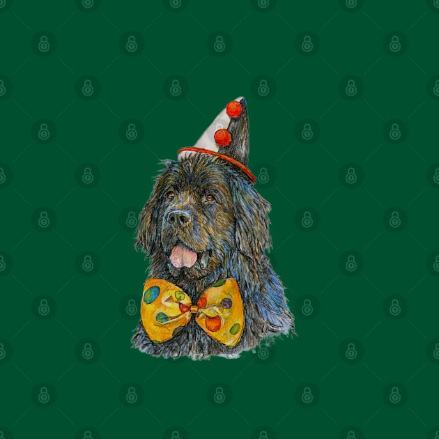 Newfoundland Dog Clown Bow Tie and Hat by Prairie Dog Print