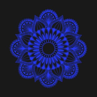Flower Mandala (blue on black) T-Shirt