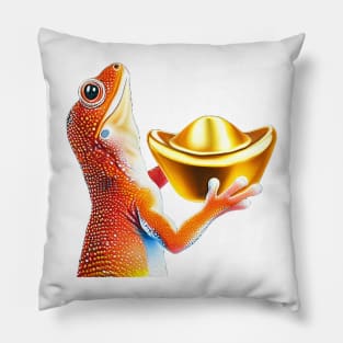 gecko gold ingot Pillow