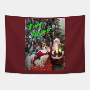 Merry Christmas Papillon Tapestry