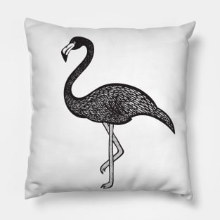 Flamingo Ink Art - cool and fun bird design - on light colors Pillow