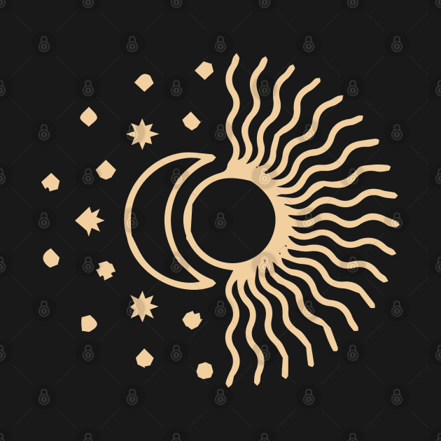 bohemian astrological design with sun, stars and sunburst. Boho linear icons or symbols in trendy minimalist style. Modern art by zaiynabhw