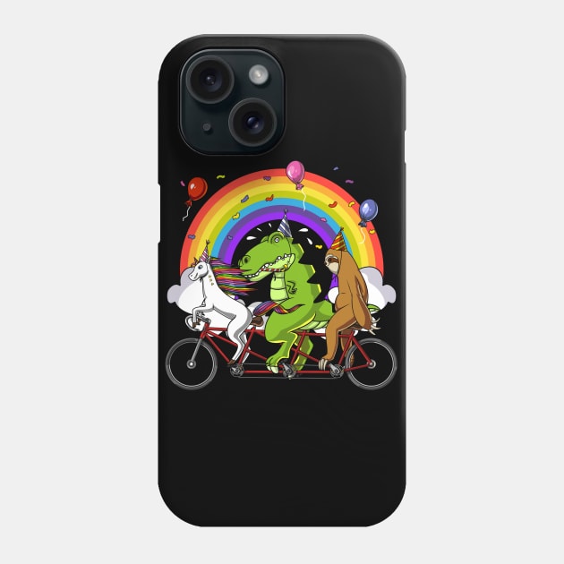 Unicorn Dinosaur Sloth Birthday Party Phone Case by underheaven