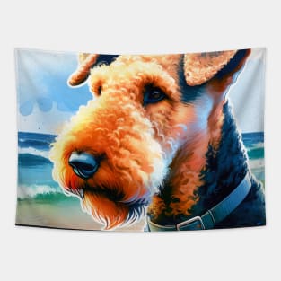 Beach Airedale Terrier Tapestry