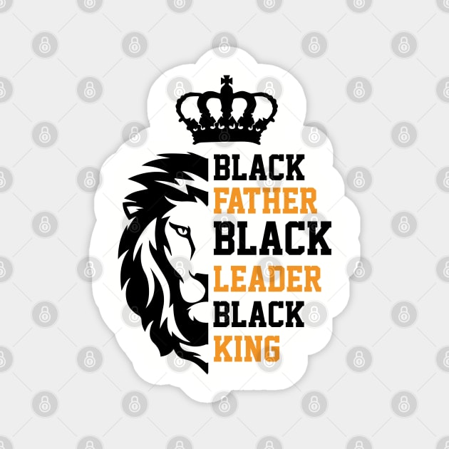 Black Father, Black Leader, Black King, Golden, Lion Magnet by UrbanLifeApparel