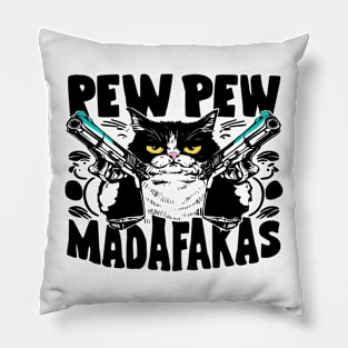 pew pew cat Pillow