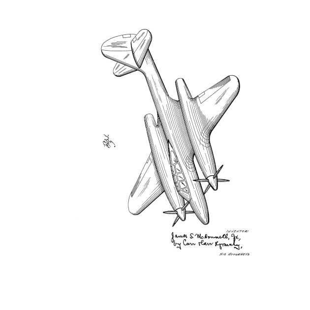 Pursuit Airplane Vintage Patent Hand Drawing by TheYoungDesigns