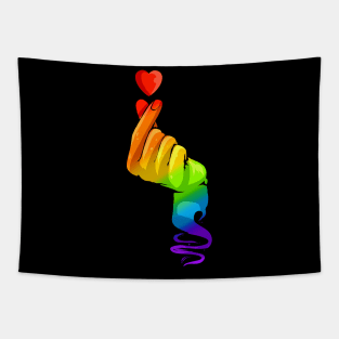 K-Pop Colorful Hand Finger Heart LGBTQ Pride Month Tapestry