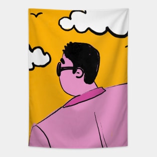 Cool Guy Pink and Yellow Retro 90s Tapestry
