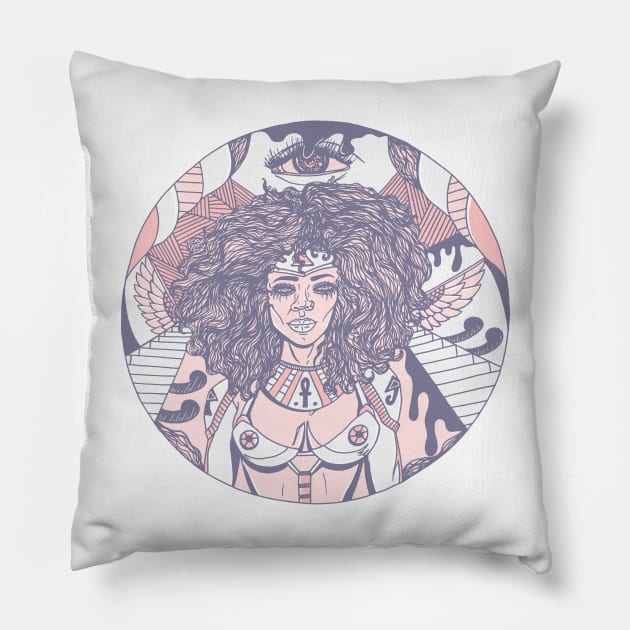 Npink Kemet Warrior Pillow by kenallouis