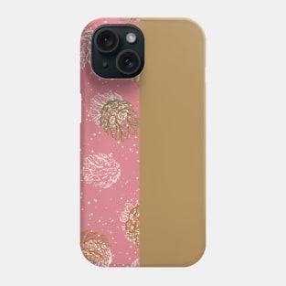 Gold Vertical Split Colorful Pinecone Pattern on Blush Pink Phone Case