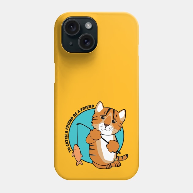 To Catch a Friend Fish and Tiger Cat Phone Case by Sue Cervenka