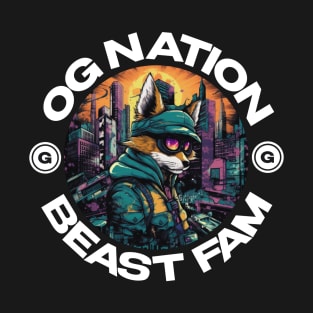 OG Nation Beast Fam Fox | Urban Streetwear Animals T-Shirt