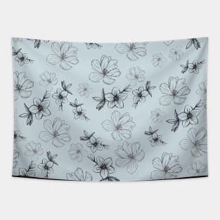 Blue flower floral pattern Tapestry