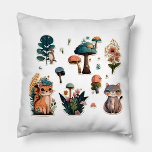 Cute nature sticker pack Pillow