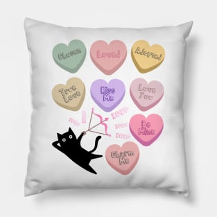 Cat Adoption Kitten Kitty Lovers Cute Candy Heart Funny Pillow