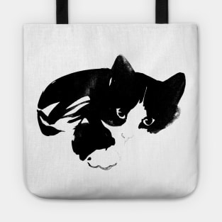 black and white cat Tote