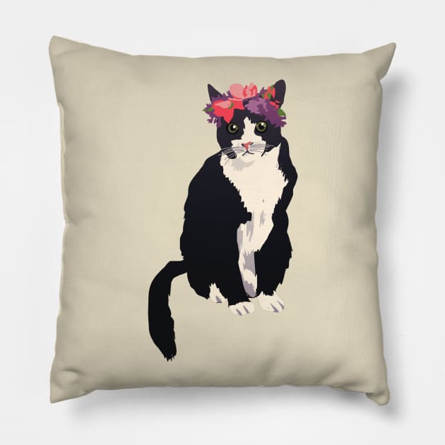 Flower Cat Pillow by amandacorbettart